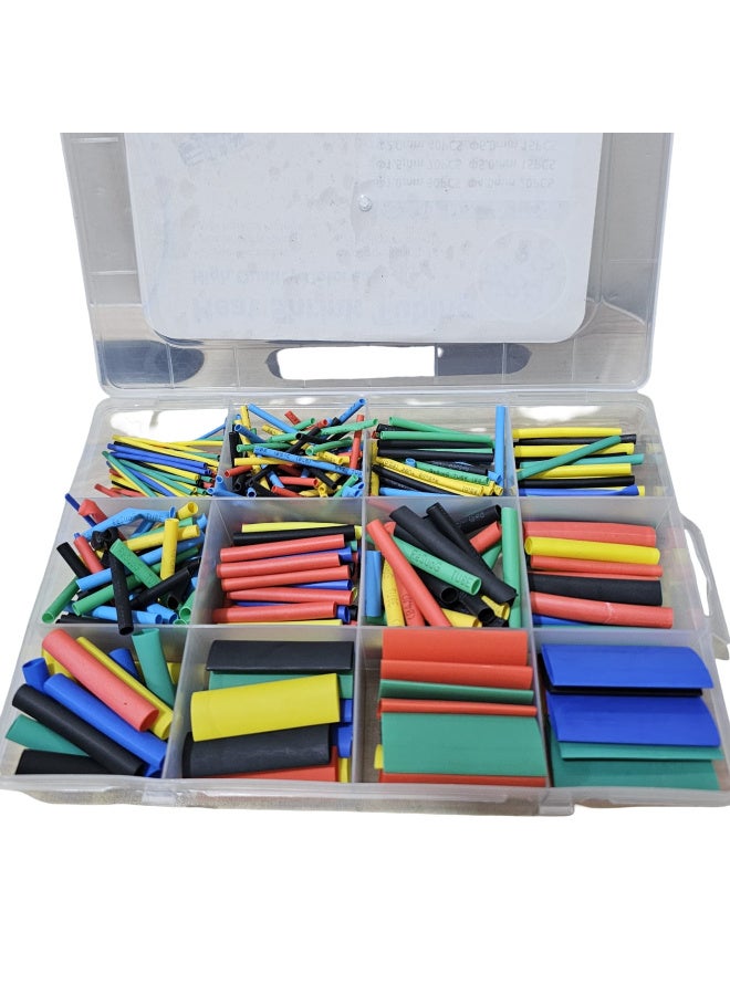 Heat shrink tubing for electrical wire insulation. Heat shrinkable electrical insulation. Insulated cable wrapping tubing. Shrink ratio 2:1. 5 colors, 12 sizes. 385 pieces. - Image 1